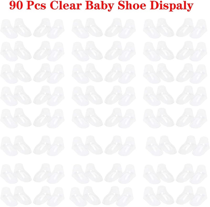Ostlttyn Baby Shoes Display Baby Booties Forms Baby Sock Display, 90Pcs 8, 9, 10cm Clear Plastic Baby Feet Display Durable Toddler Crochet Baby Shoes Holder, Blue - Image 4
